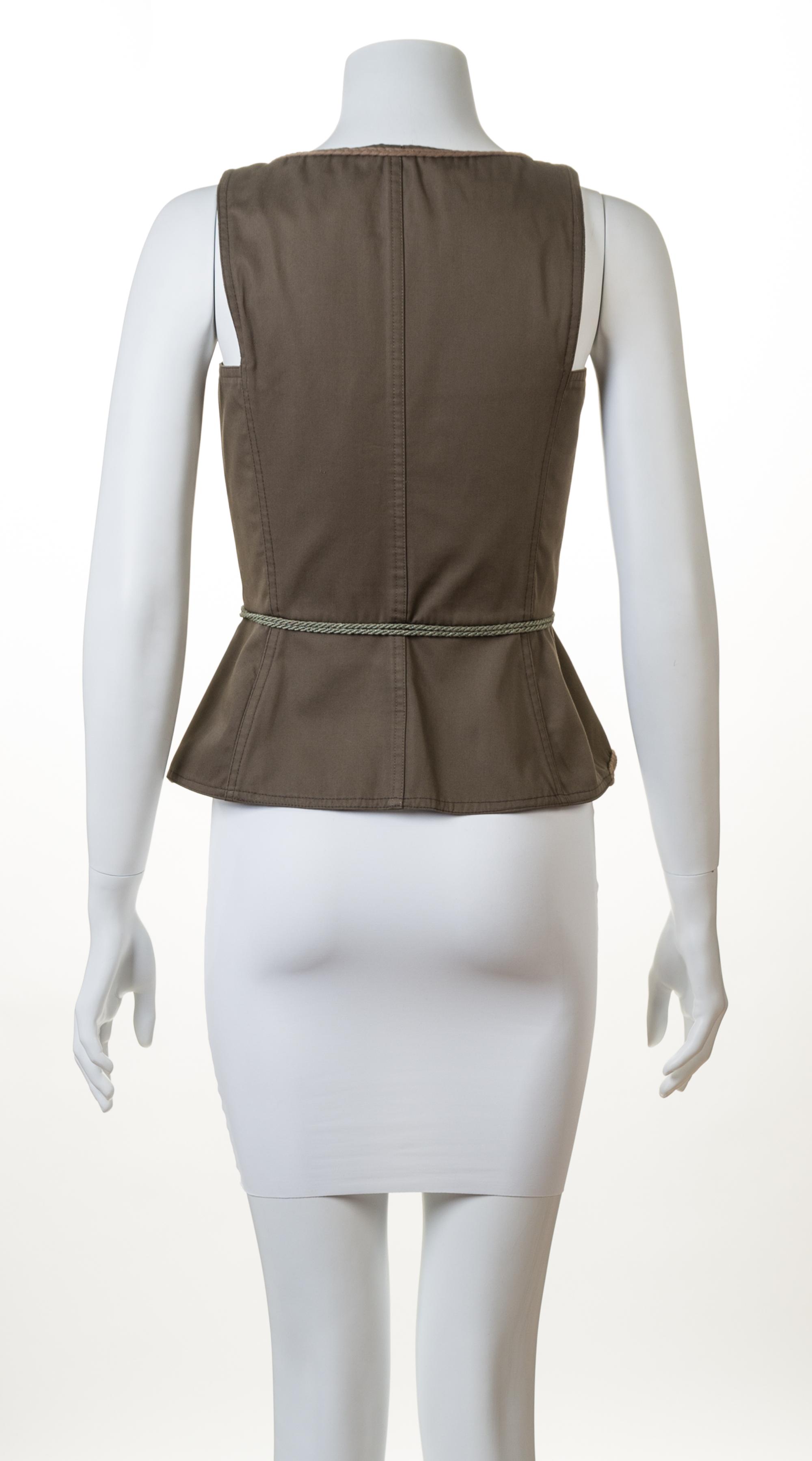 A Saint Laurent Army Green Cotton Vest, Size 38.