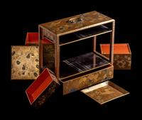 A Japanese Gold Lacquer Portable Picnic Set, Sagejubako