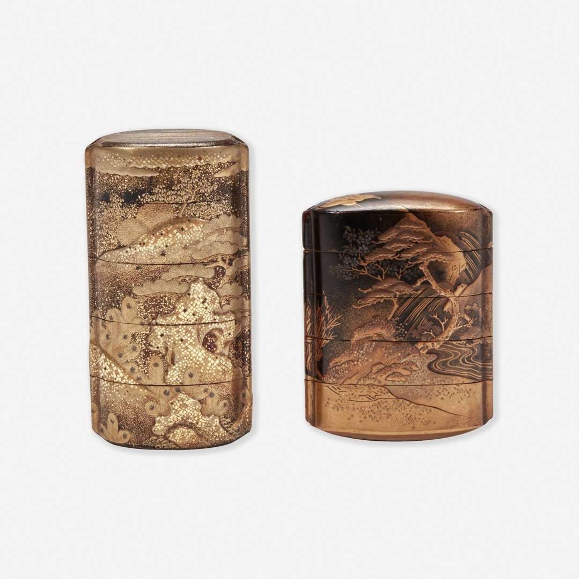 Two Japanese lacquered inro 日本印笼一组两件 Edo period ??