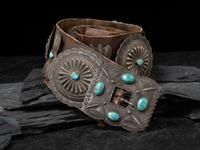 Navajo Silver and Turquoise Concha Belt
