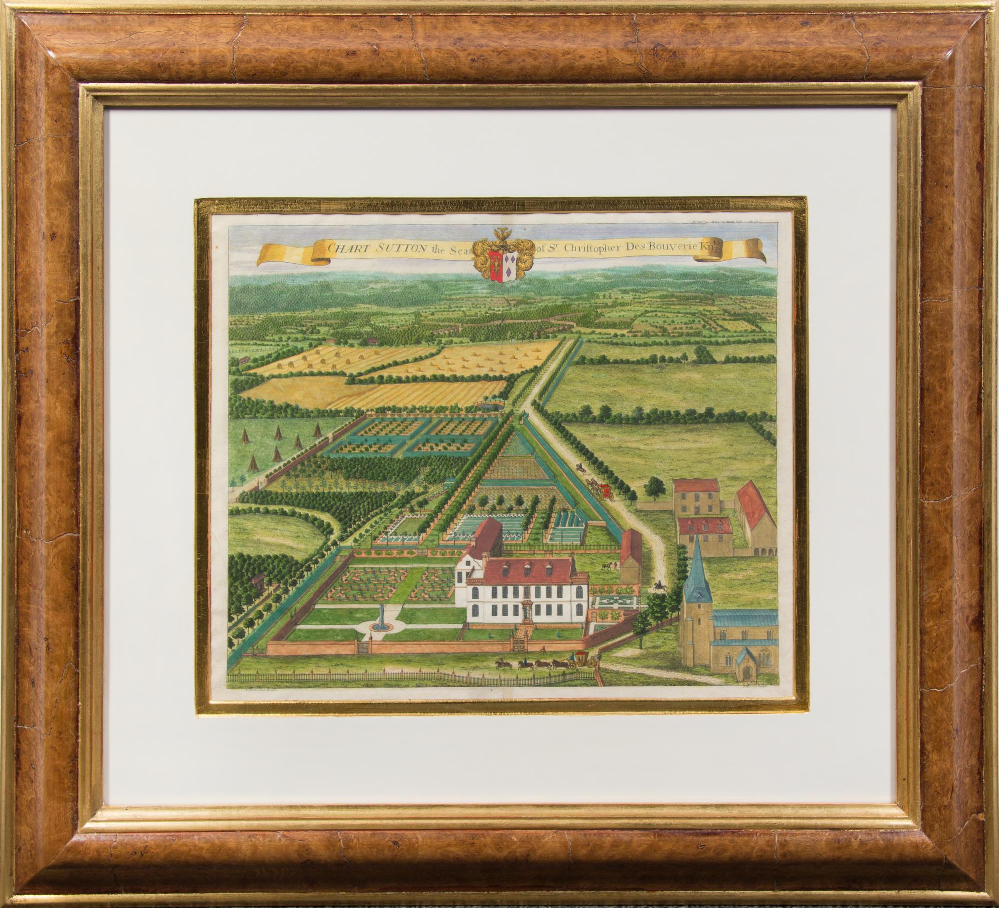 A Set of Four Hand-Colored Engravings Each: 27 1/2 x 29 3/4 inches overall.