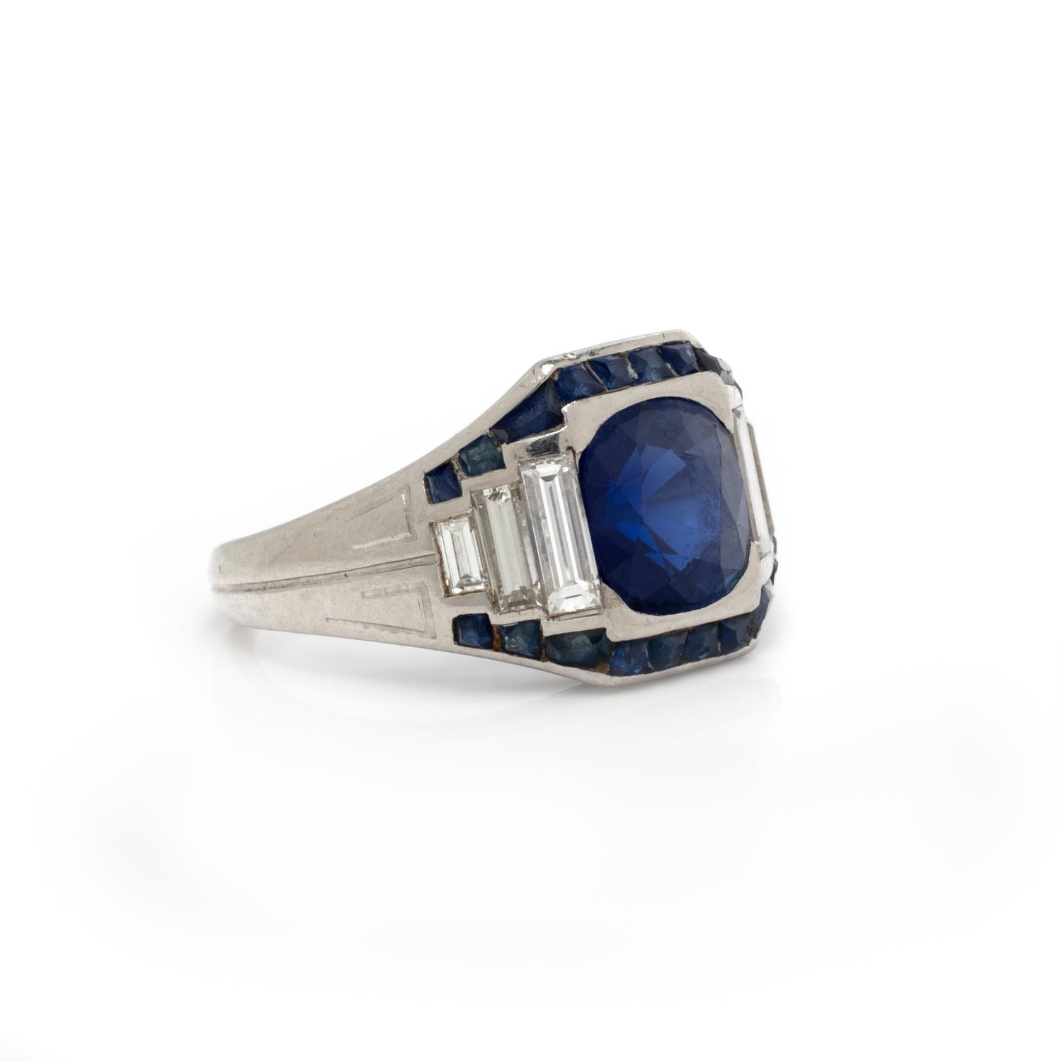 CARTIER, ART DECO, KASHMIR SAPPHIRE AND DIAMOND RING
