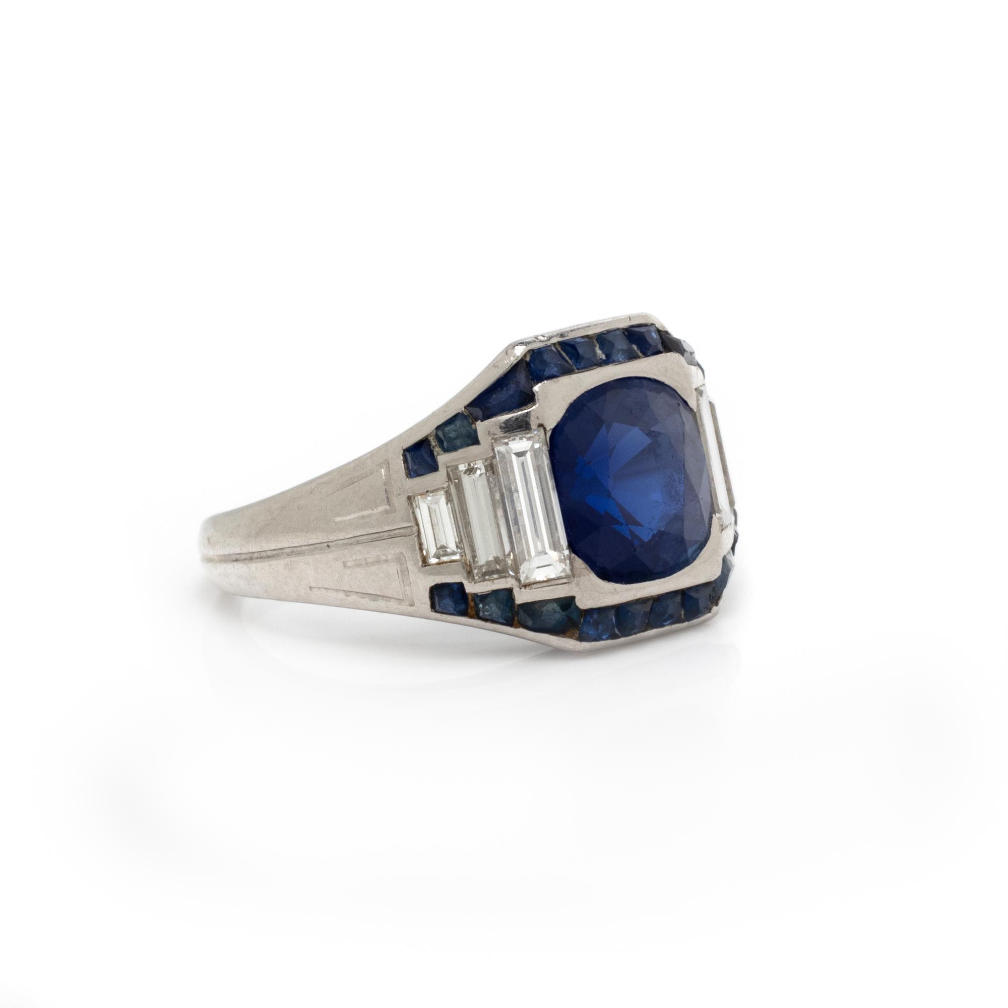 CARTIER, ART DECO, KASHMIR SAPPHIRE AND DIAMOND RING