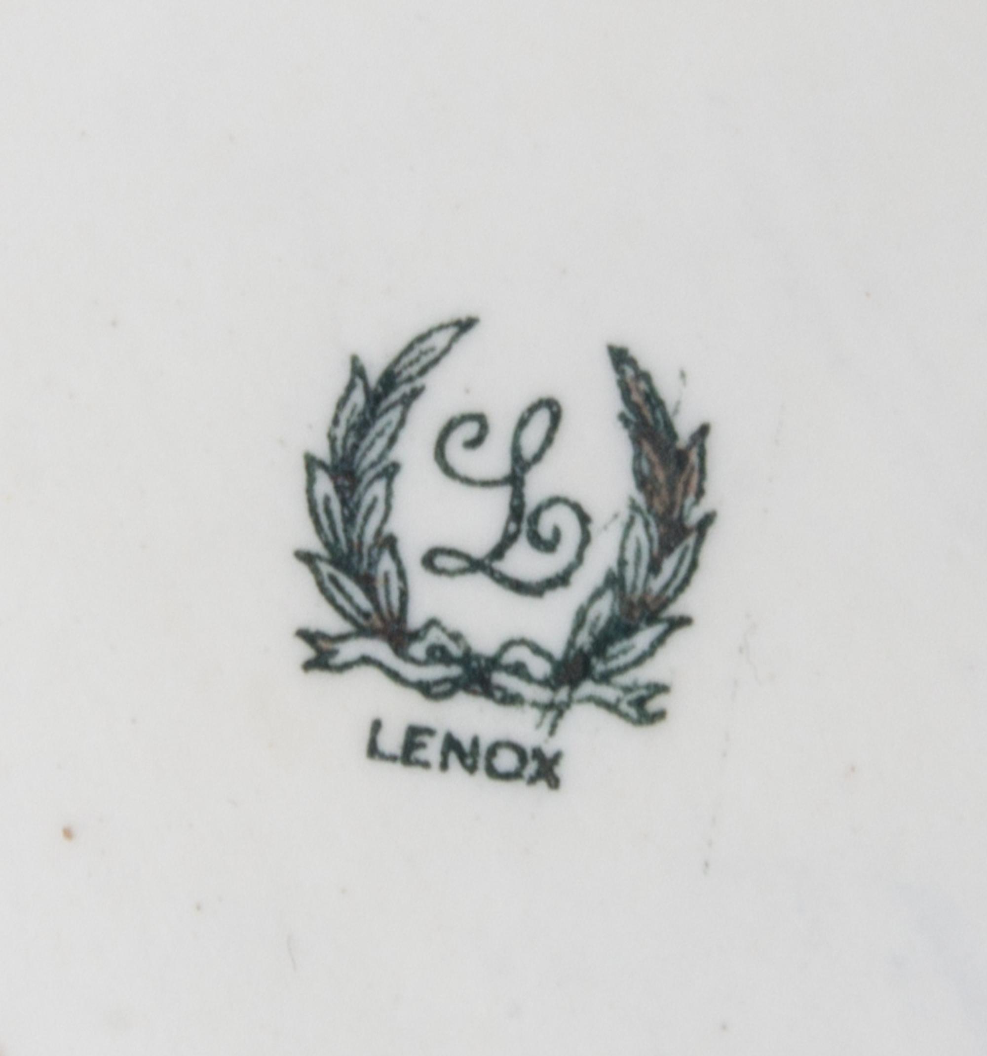 A Lenox Art Nouveau Silver Overlay Porcelain Mug Height 5 3/8 inches.