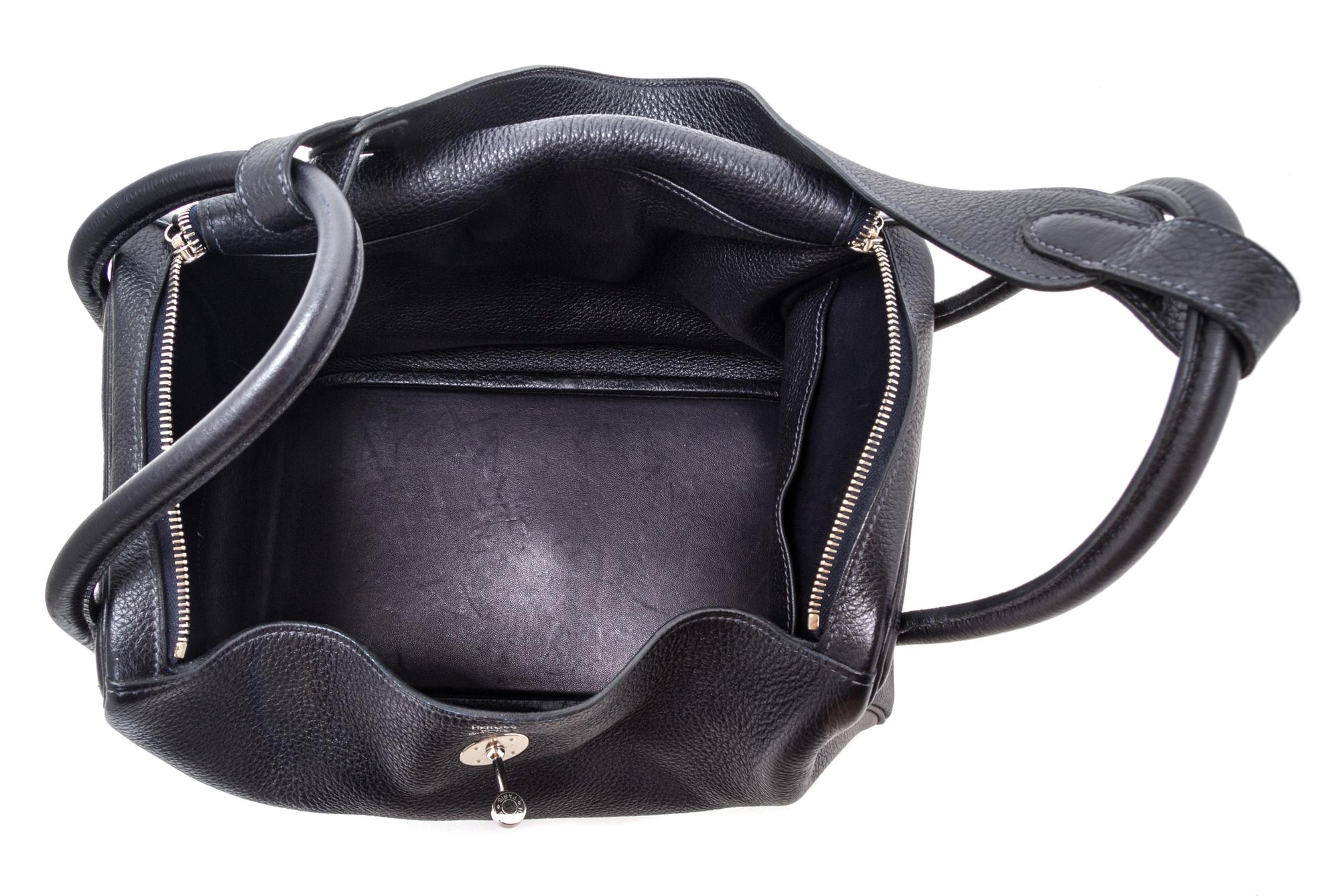 An Hermes Graphite Taurillon Clemence Lindy 34 Handbag, 13.5" x 8" x 7".