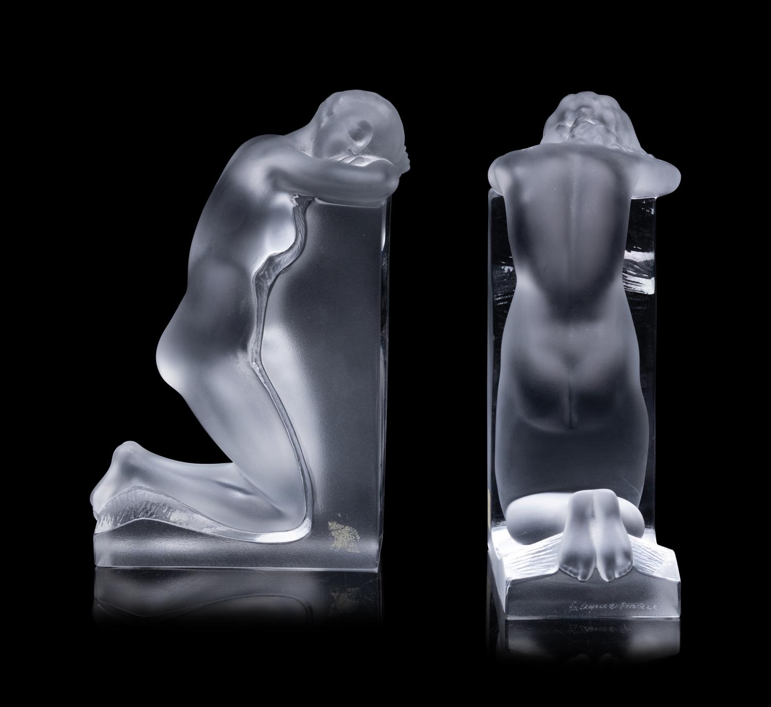 A Set of Lalique Reverie Bookends