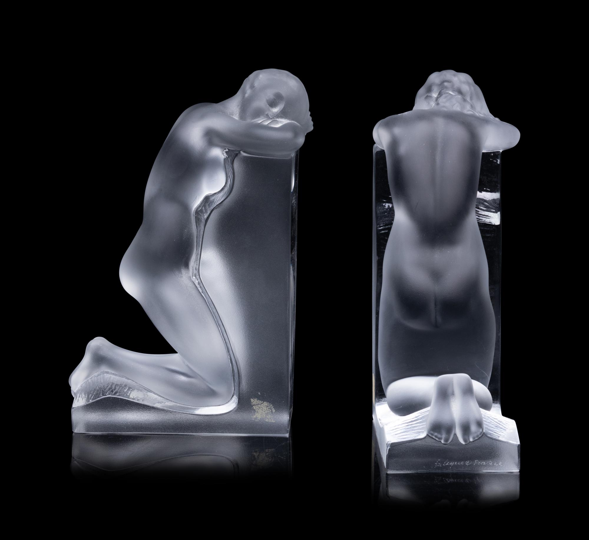 A Set of Lalique Reverie Bookends