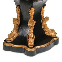 A Pair of Neoclassical Style Specimen Marble, Ebonized and Parcel Gilt Console Tables