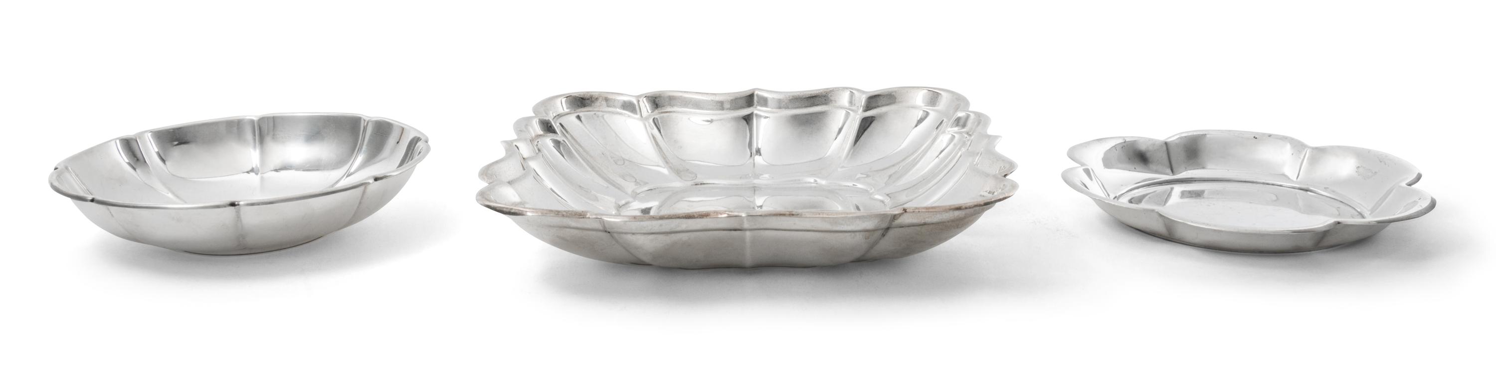 Three American Silver Bowls, Various Makers, comprising a lobed circular bowl, Concord Silver Co., Concord, NH; a circular bowl in the