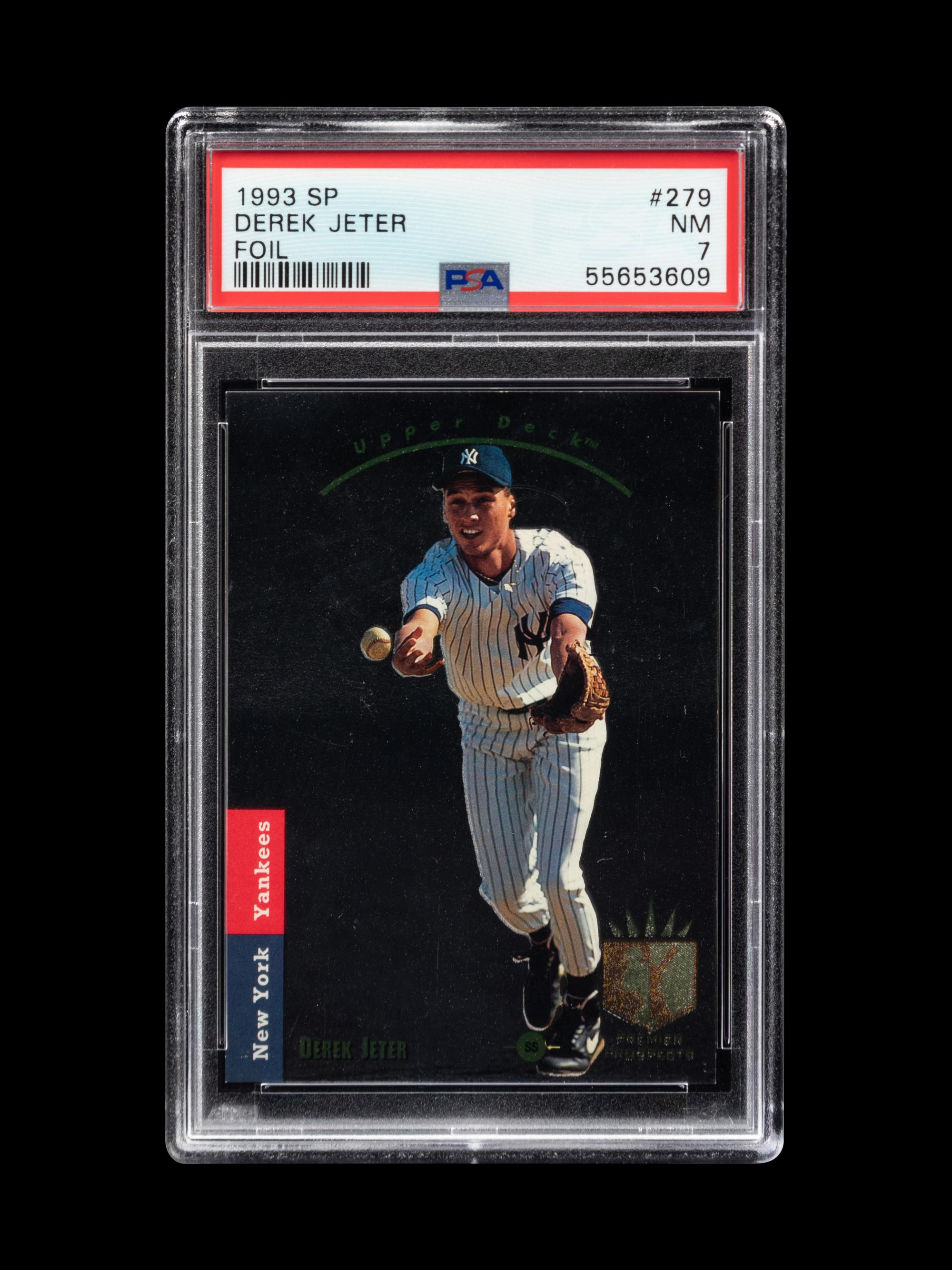 A 1993 Upper Deck SP Foil Derek Jeter Rookie Baseball Card No. 279, PSA 7 NM