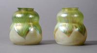 A Pair of Tiffany Favrile Glass Shades, Height 4 1/4 inches.