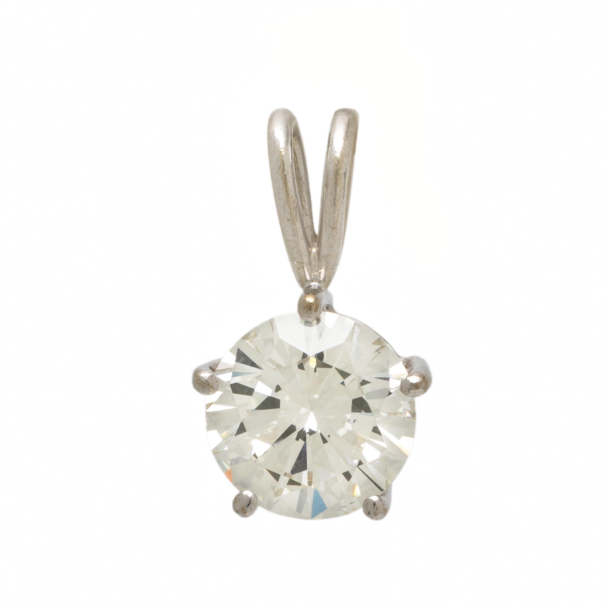 Diamond and White Gold Solitaire Pendant