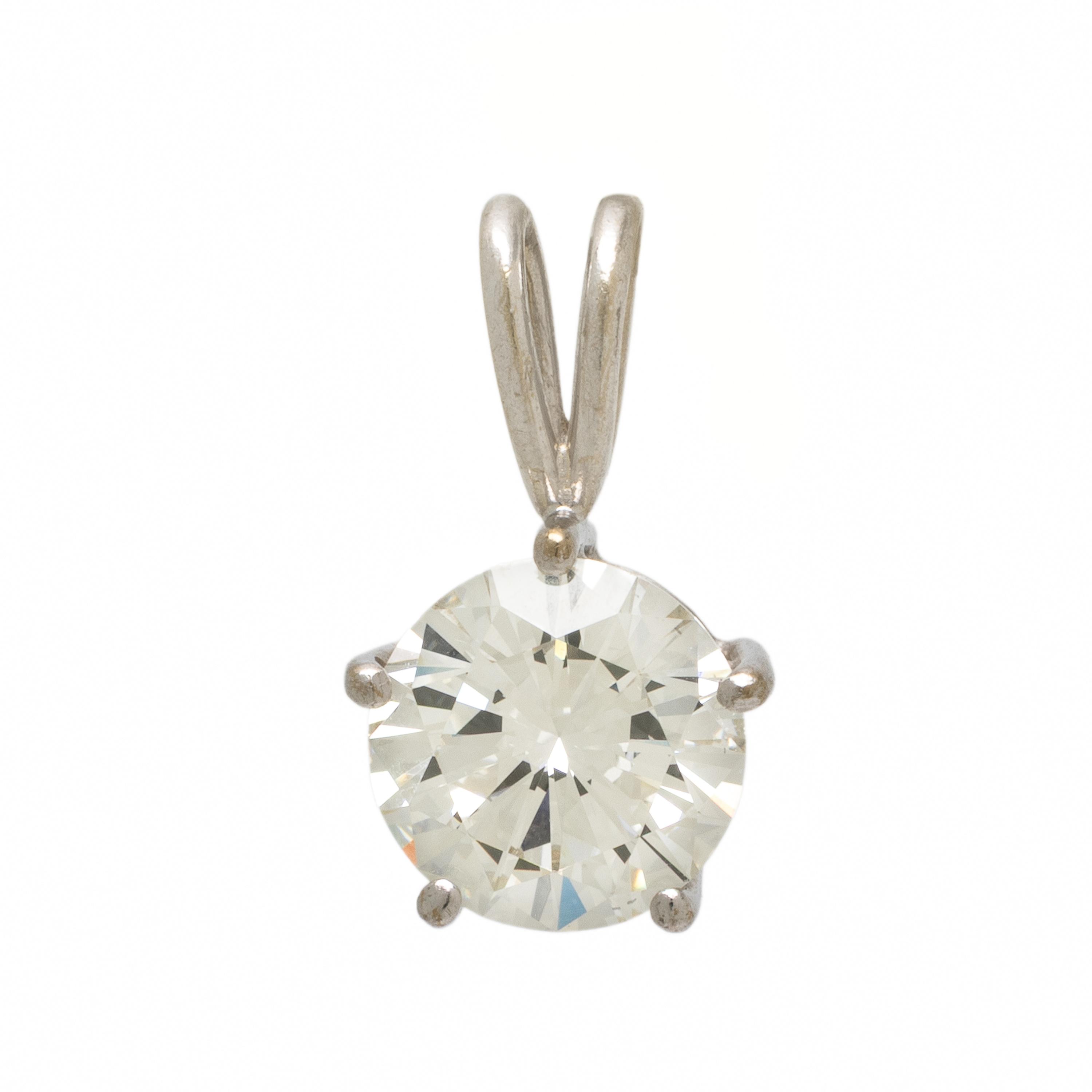 Diamond and White Gold Solitaire Pendant