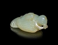 A Chinese Carved Jade Figure of a Bird