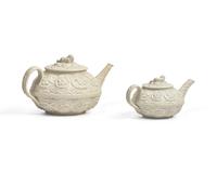 Two Wedgwood Smear-Glazed Stoneware Teapots