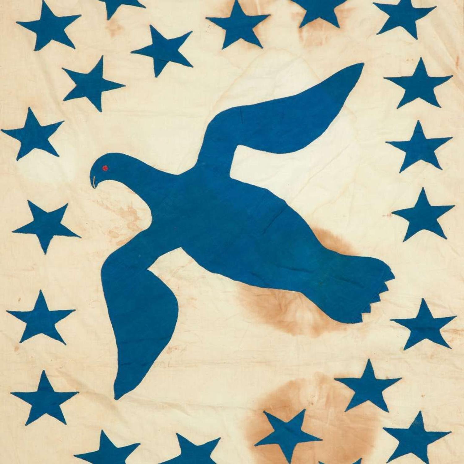A Civil War era 34-Star "Union And Liberty Forever" American Flag commemorating Kansas Statehood 1861-1863