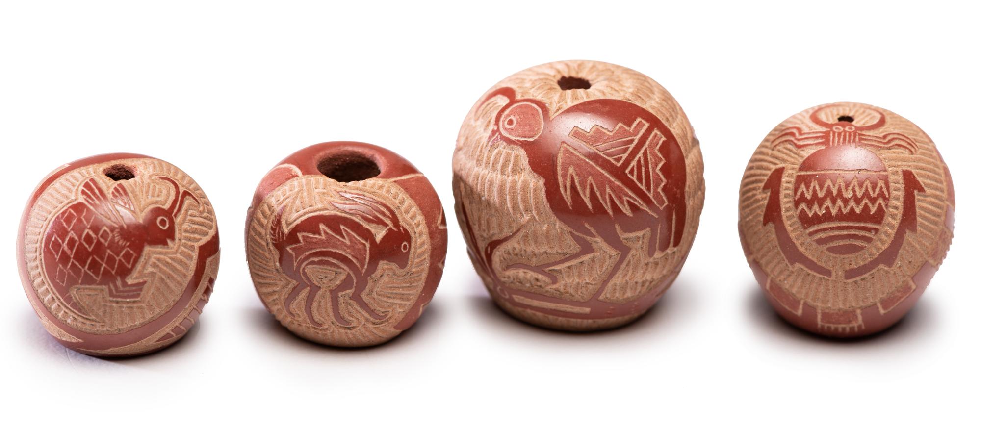 Collection of Miniature Sgraffito Redware Seed Jars Lot is located and will ship from Cincinnati, Ohio.