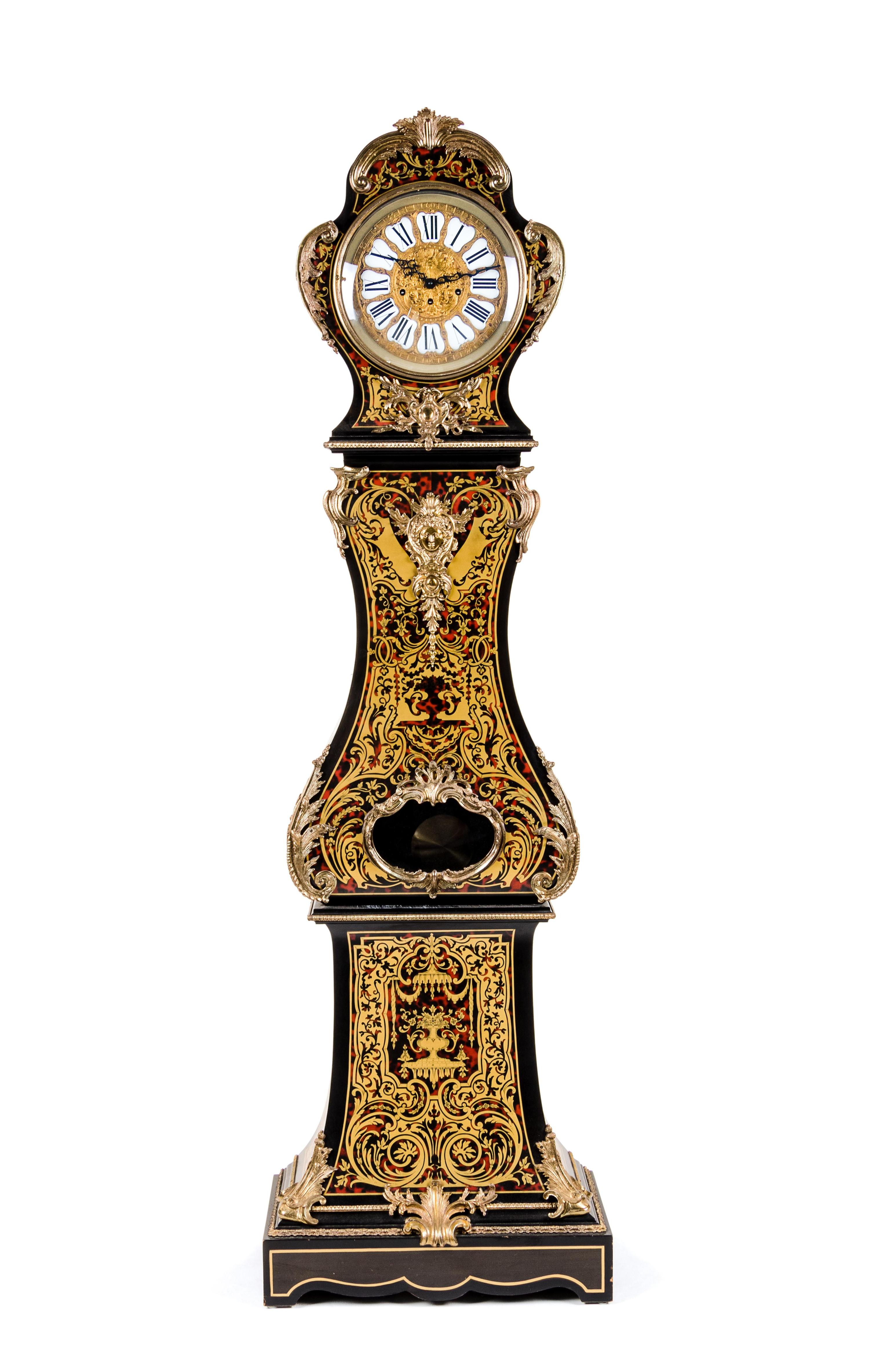 A Napoleon III Style Boulle Marquetry Tall Case Clock