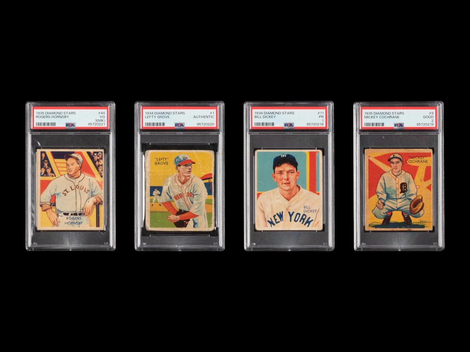 A Group of PSA Graded 1934-35 Diamond Stars Hall of Fame Baseball Cards Including Rogers Hornsby