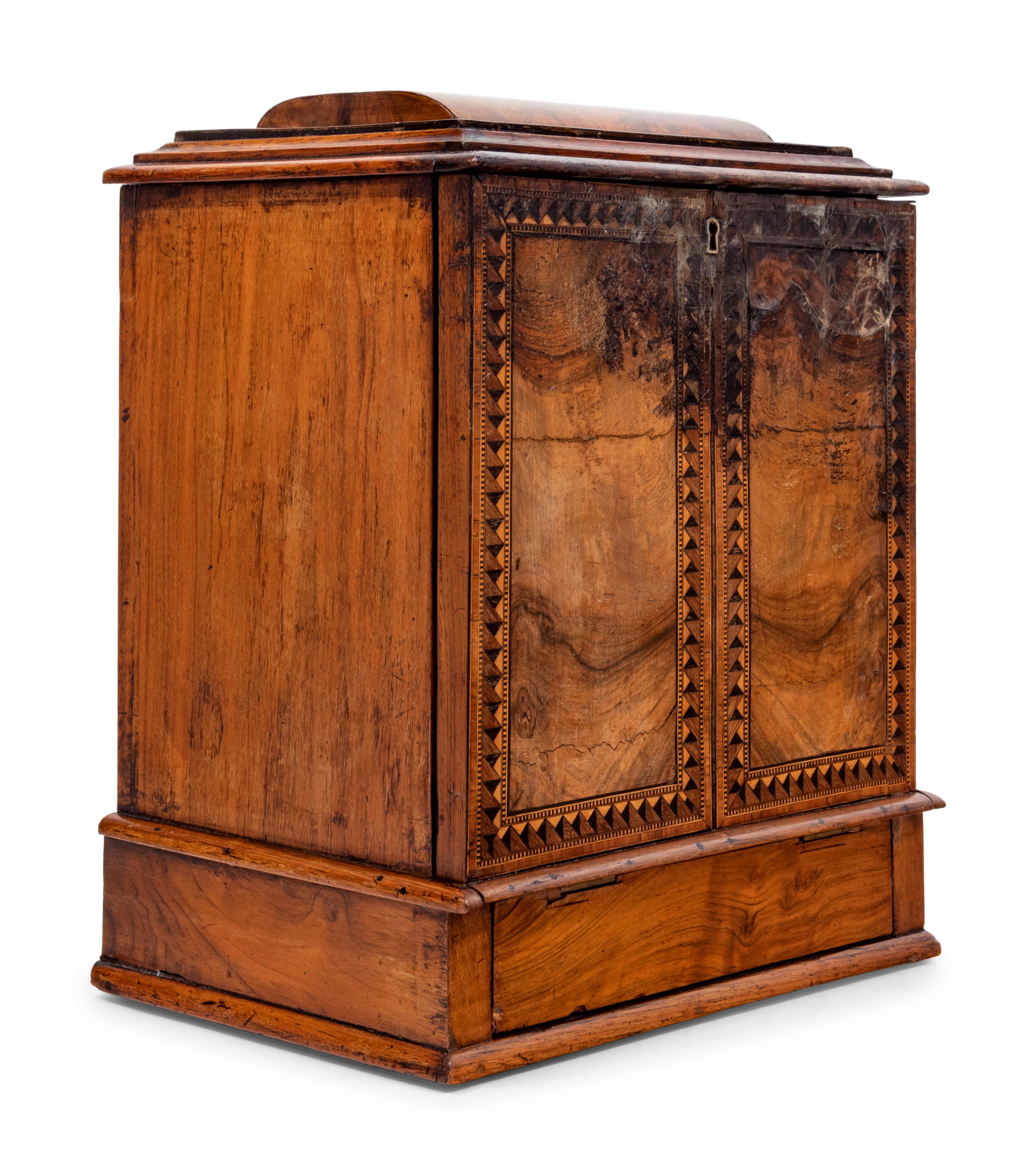 A Regency Rosewood and Parquetry Fall-Front Table Cabinet