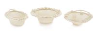 Three Belleek Baskets Width of widest 8 1/4 inches.