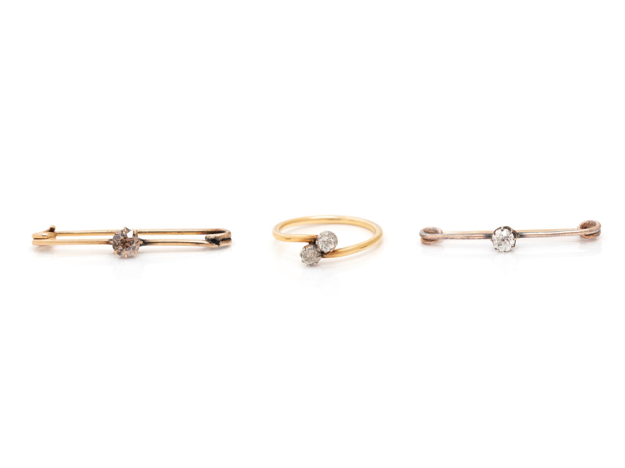 COLLECTION OF ANTIQUE, GOLD AND DIAMOND JEWELRY
