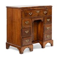 A George II Burl Walnut Kneehole Desk