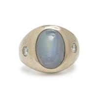 Star Sapphire and White Gold Ring