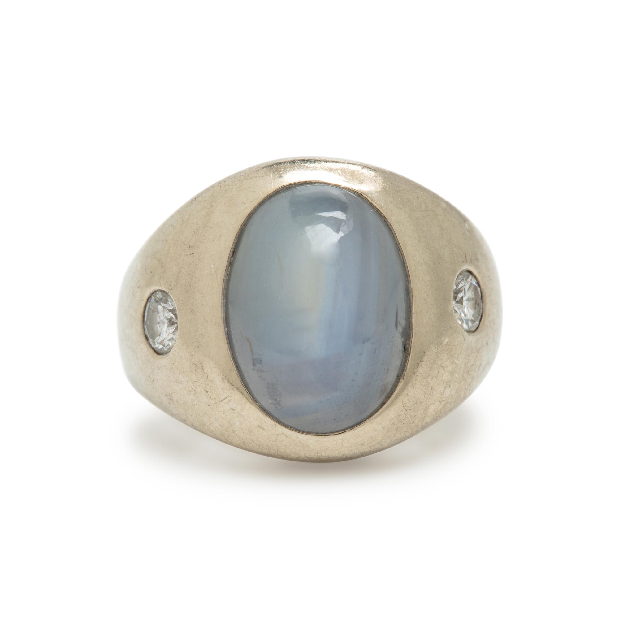 Star Sapphire and White Gold Ring
