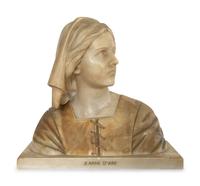 A Carved Alabaster Bust Depicting Joan of Arc