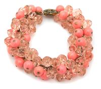 A Miriam Haskell Coral Clustered Bracelet, 9" x 1".