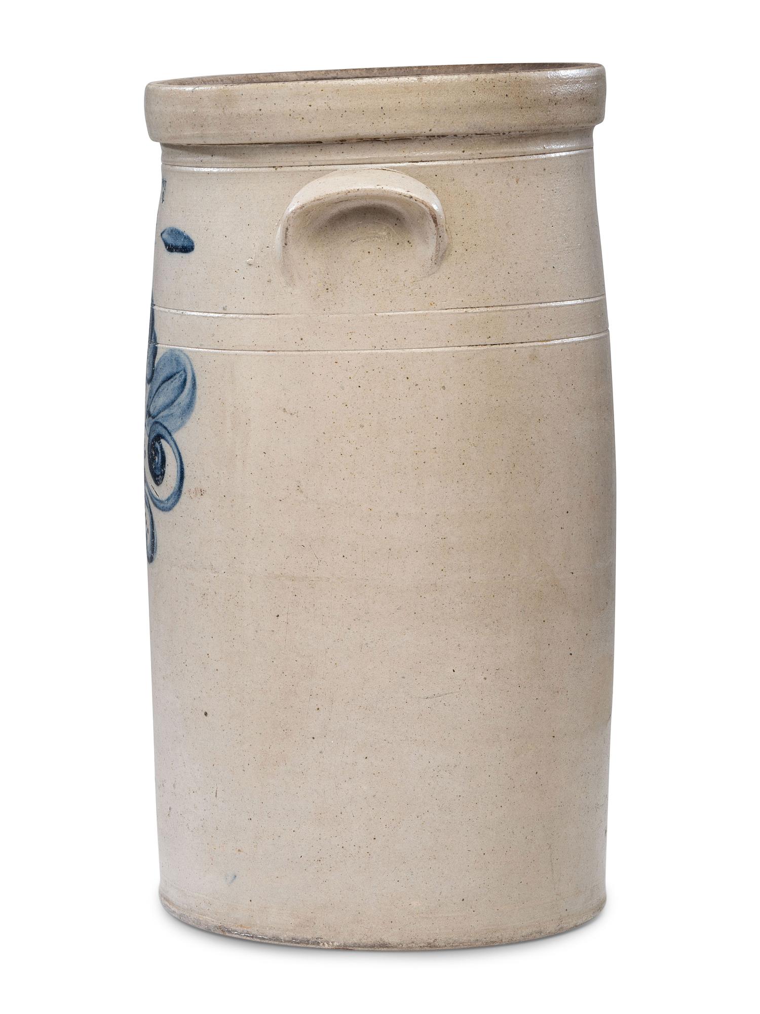 A William Rowley Four Gallon Cobalt Decorated Churn