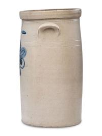 A William Rowley Four Gallon Cobalt Decorated Churn