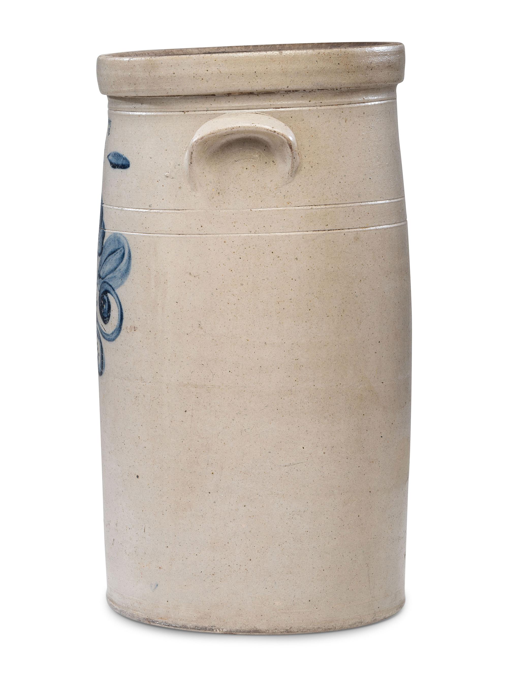 A William Rowley Four Gallon Cobalt Decorated Churn