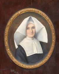 Anne Nicole Voullemier (French, 1792-1882), A Portrait Miniature Of A Young Nun In Black Habit With White Collar