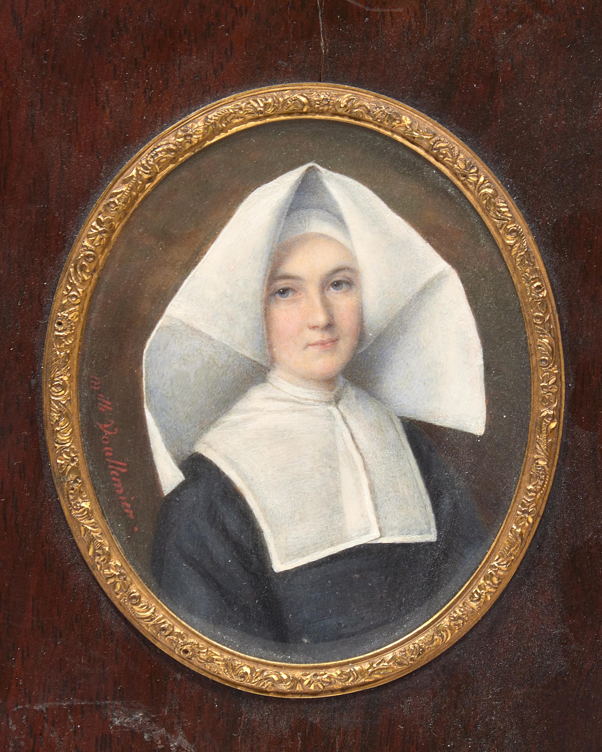 Anne Nicole Voullemier (French, 1792-1882), A Portrait Miniature Of A Young Nun In Black Habit With White Collar