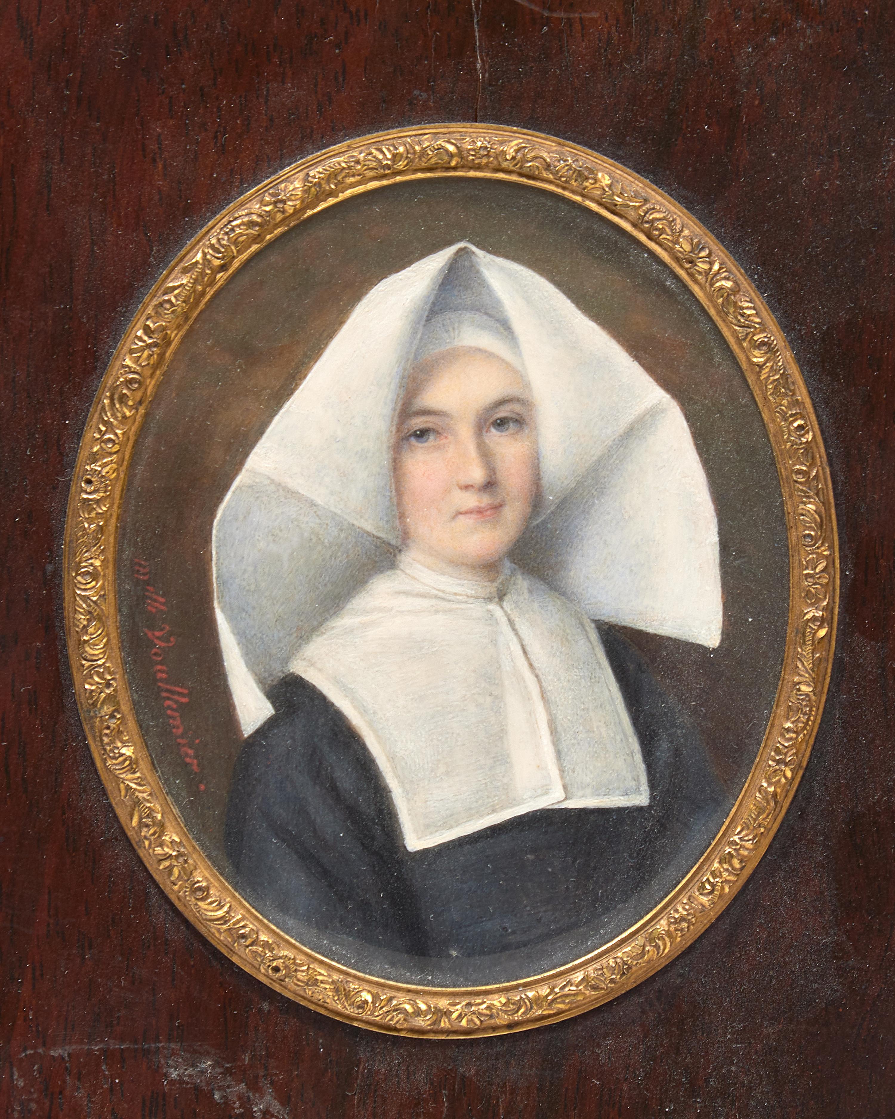 Anne Nicole Voullemier (French, 1792-1882), A Portrait Miniature Of A Young Nun In Black Habit With White Collar