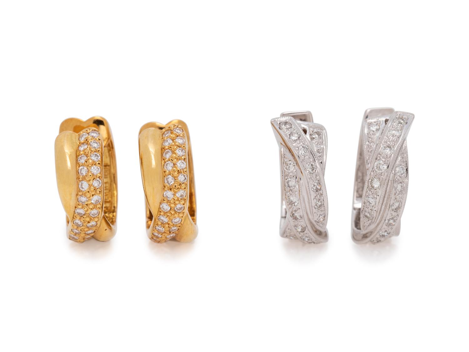 COLLECTION OF GOLD AND DIAMOND HOOP EARRINGS