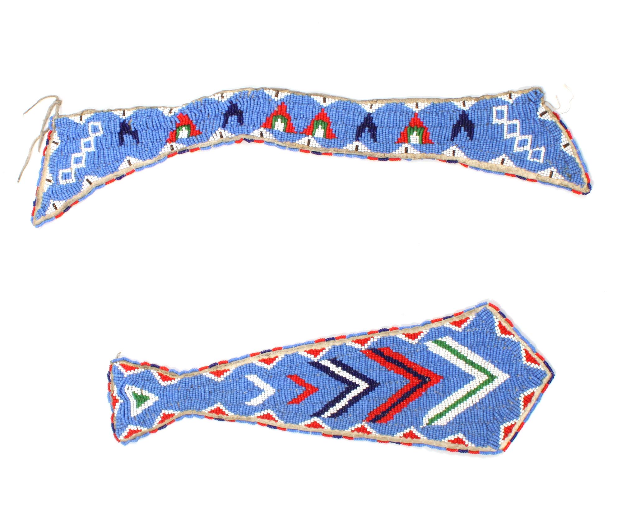 A Plains Beaded Collar and Necktie Ensemble Length of tie 12 1/2 inches.