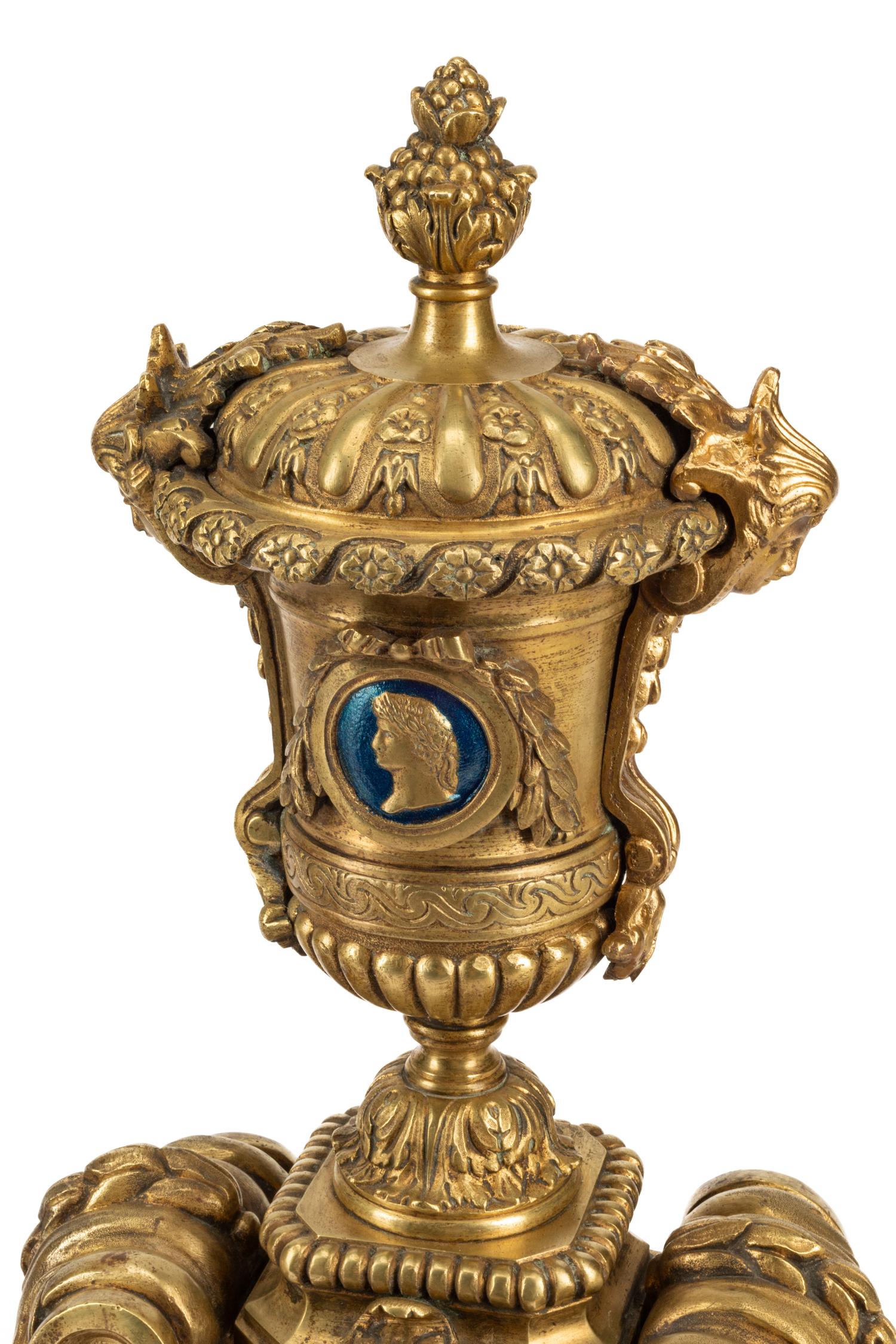 A Pair of French Gilt Bronze Chenets