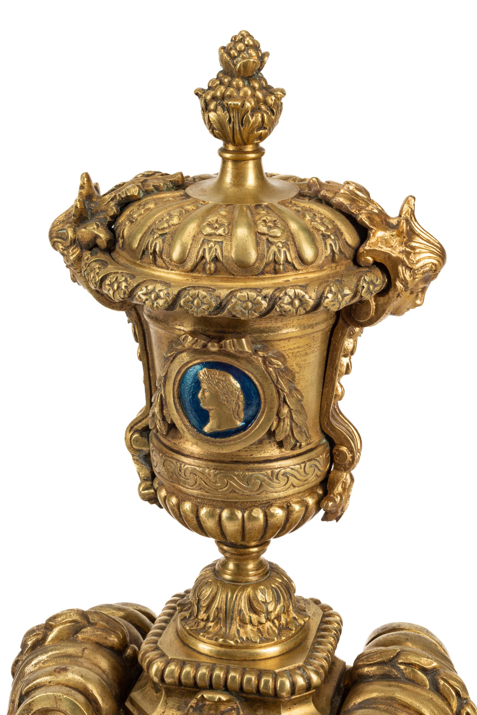A Pair of French Gilt Bronze Chenets