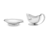 A Harald Nielsen Designed Georg Jensen Silver Pyramid Bowl and Associated Harald Nielsen Designed Sauceboat