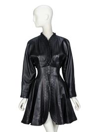 Alaïa, Black Leather Dress & Burgundy Leather Skirt, 1980s