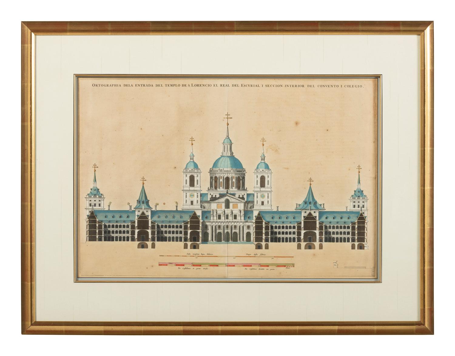 Six Hand-Colored Architectural Engravings