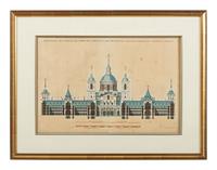 Six Hand-Colored Architectural Engravings