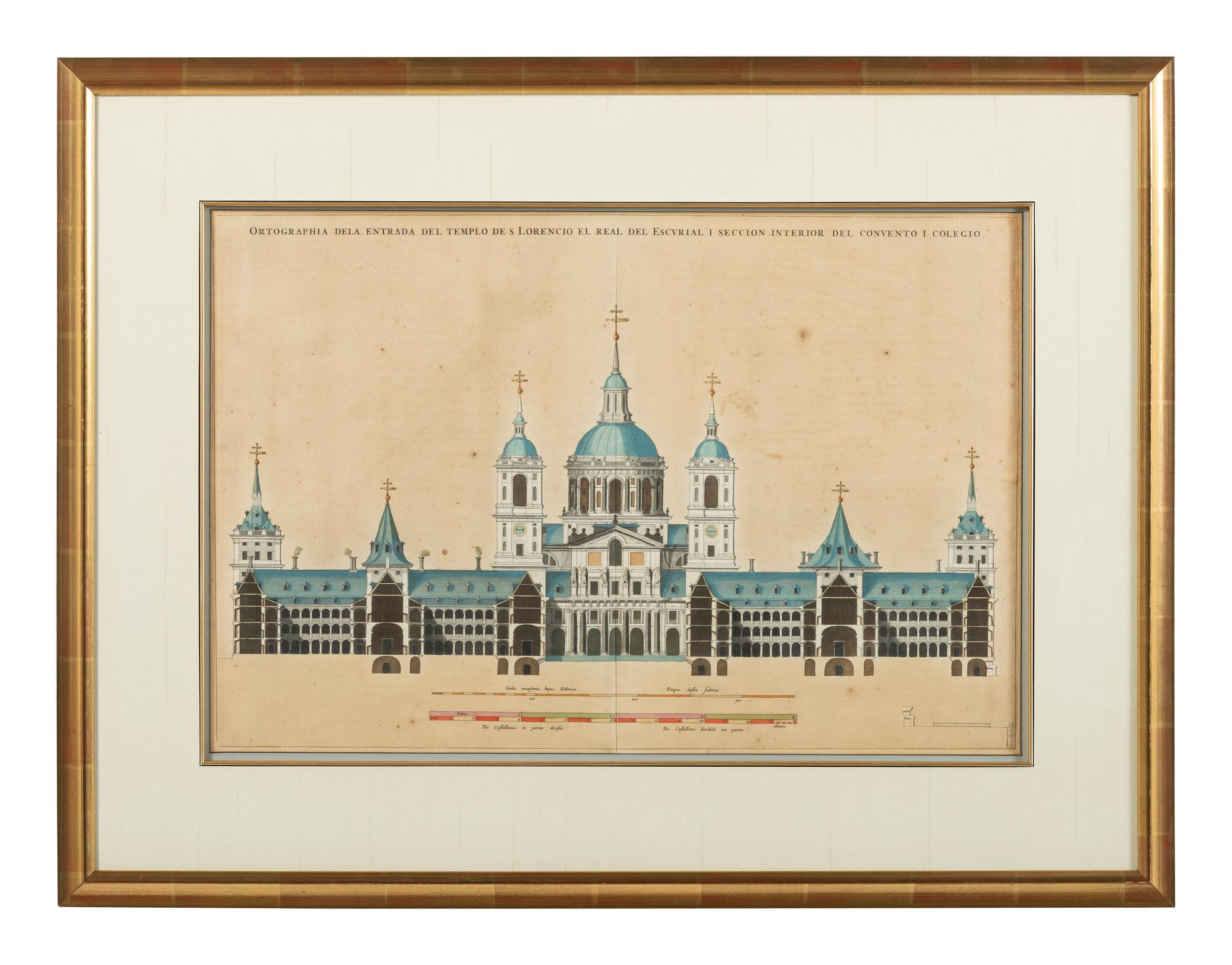 Six Hand-Colored Architectural Engravings