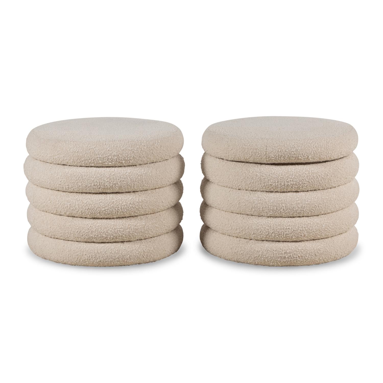 A Pair of Bouclé Storage Ottomans