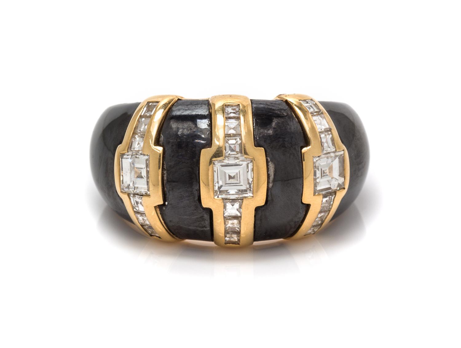 An 18 Karat Yellow Gold, Diamond and Hematite Band, Bulgari, 10.20 dwts.