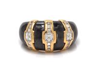 An 18 Karat Yellow Gold, Diamond and Hematite Band, Bulgari, 10.20 dwts.