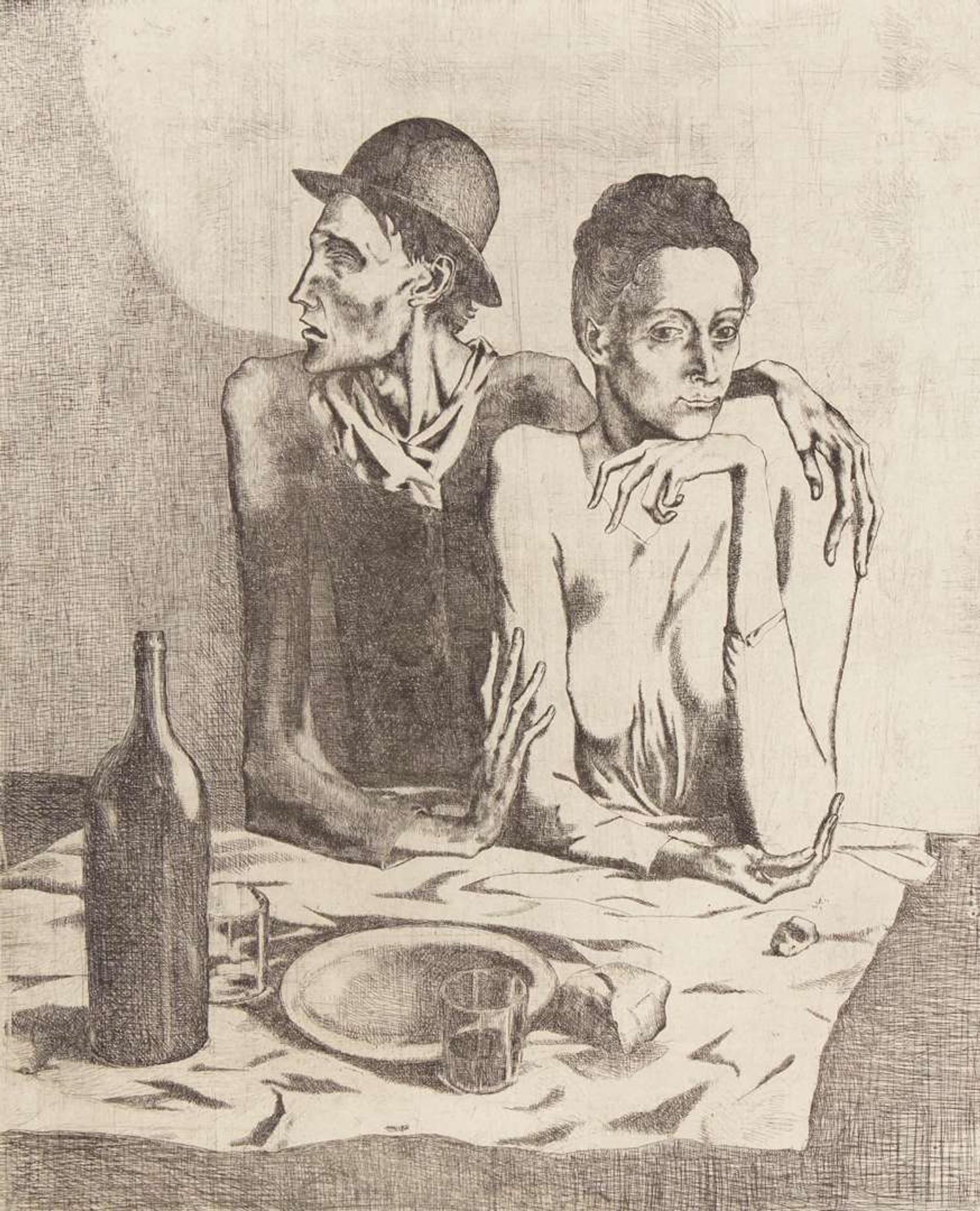 Pablo Picasso (Spanish, 1881-1973) - Le Repas Frugal, from La Suite des Saltimbanques